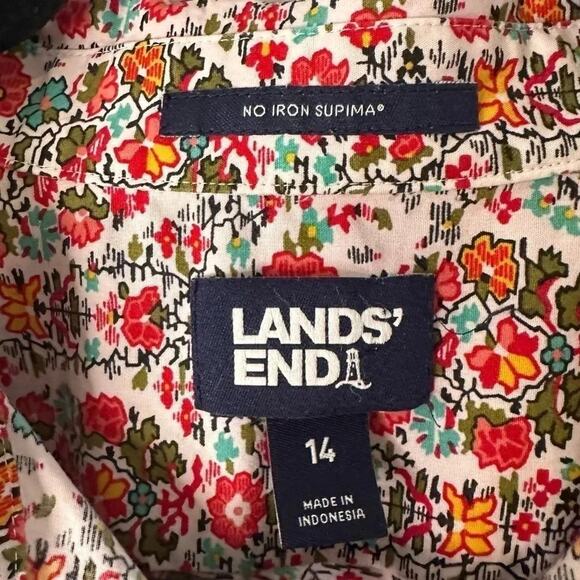 Lands' End Women's Button up Shirt Floral Paisley bohemian TradMom 3/4 Sleeve - Picture 4 of 7